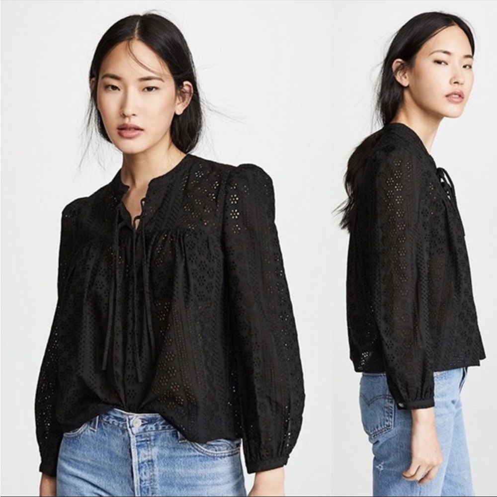 Madewell Eyelet Double-Tie Peasant Top